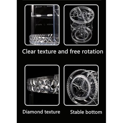 Organizator pentru Produse Cosmetice EBA, Machiaj, Rotativ 360 de Grade, Transparent - Img 4