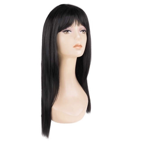 Peruca din par sintetic pentru femei EBA, Par lung cu breton, 67 cm, Negru - Img 3
