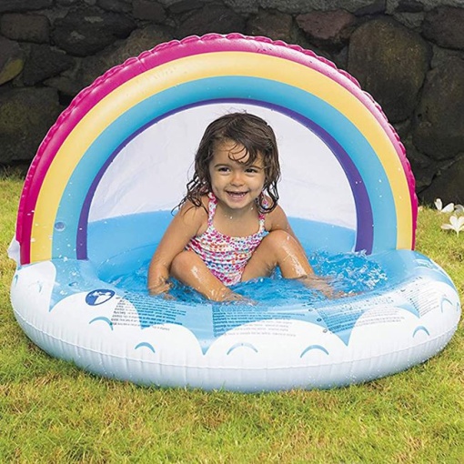 Piscina Copii cu paravan impotriva soarelui EBA, Curcubeu 95 x 66cm - Img 3