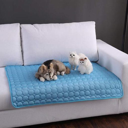 Saltea de racorire pentru caini si pisici EBA, dimensiuni 70 x 55 cm, Bleu - Img 3