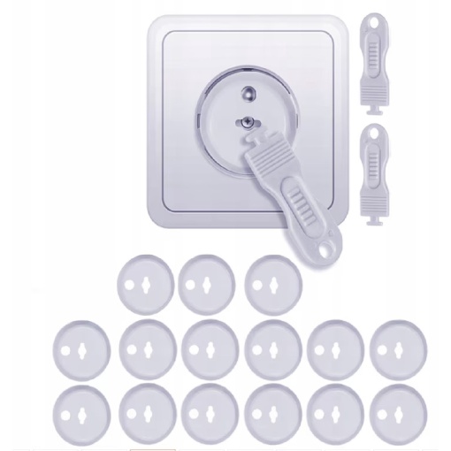 Set 15 protectii pentru prize EBA din ABS, dimensiuni 3.7 x 2.3 cm, 3 chei, albe - Img 3