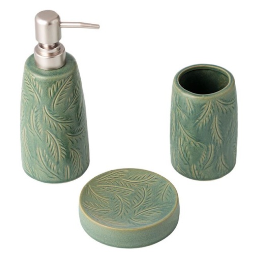 Set 3 accesorii pentru baie EBA, ceramica, Verde - Img 2