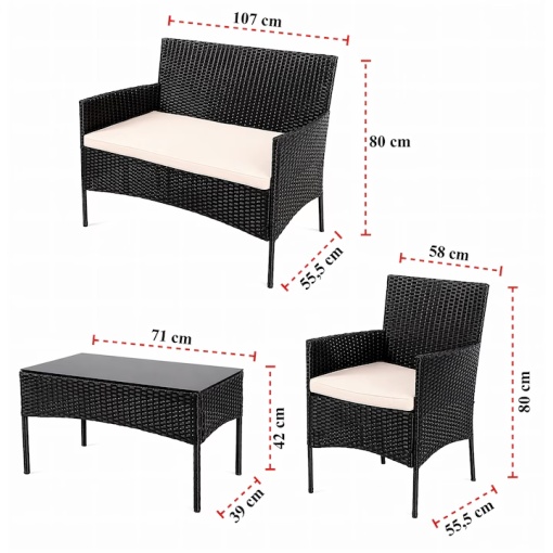 Set Mobilier Terasa si Gradina Technoratan Premium Maro, Canapea 2 Locuri + 2 Fotolii + Masa Cafea cu Sticla Securizata, Mobilier Exterior pentru Balcon Curte si Foisor - Img 2