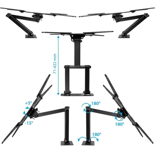 Suport TV Reglabil 22-65 Inch KING MOUNT KG-1032 Florida, VESA 400x400, Rotire 180°, Inclinare -5°/+15°, Brat Extensibil 42.2 cm, Max 40KG, Suport Perete Universal TV LED LCD OLED - Img 3