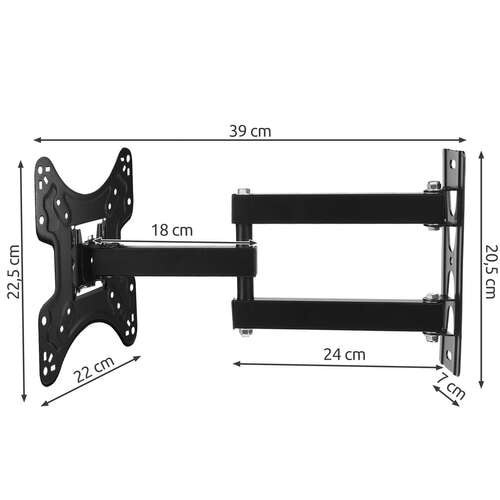 Suport TV Universal de Perete EBA, Dimensiuni 14-55 inch, Reglabil, Distanta fata de perete 40-385 mm, Sarcina Maxima 22 Kg - Img 3