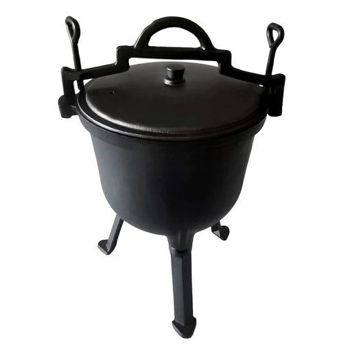 Ceaun Fonta 7L cu Capac si Picioare, Gratar Camping, Ideal pentru 6-7 Persoane, Exterior, Dimensiuni 46, 5x37, 5cm - Img 6