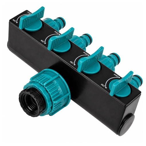 Distribuitor Robinet Gradina 4 Cai cu Supape Individuale ON/OFF, Distribuitor Furtun Apa 1” cu Adaptoare 3/4” si 1/2”, PVC Rezistent pentru Irigatii, Aspersoare si Sisteme de Udare - Img 4