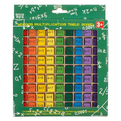 Joc educativ Tabla Inmultirii din lemn, Multicolor, 100 Piese, EBA - Img 2