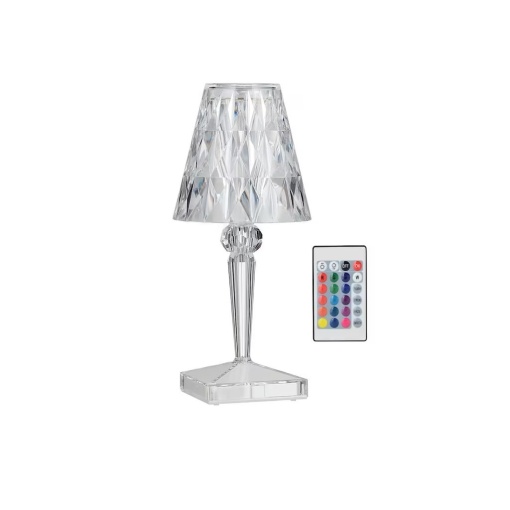Lampa ambientala led EBA, crystal diamond cu senzor tactil si telecomanda, 16 nuante de lumina, reincarcabila usb - Img 2