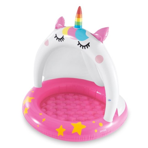 Piscina gonflabila pentru copii cu paravan de protectie impotriva soarelui in forma de Unicorn EBA, dimensiuni 1, 02 x 1, 02 m - Img 3