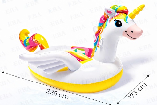 Saltea gonflabila Unicorn, 226x173 cm, 2 camere aer, manere rezistente, PVC gros 0.35 mm, colac piscina copii si adulti - Img 2
