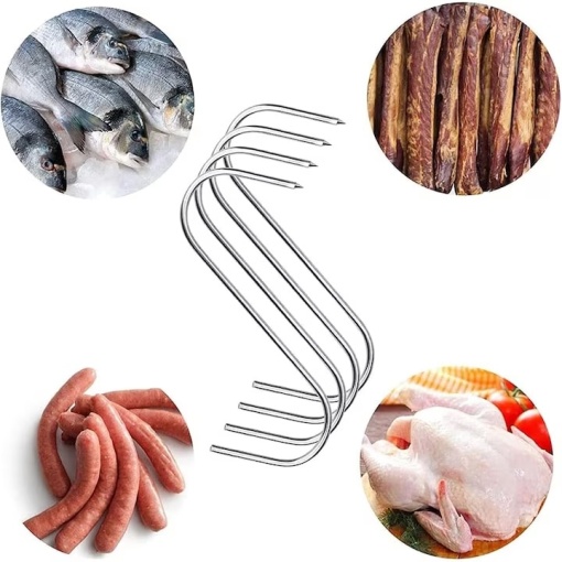 Set 10 carlige pentru macelarie sau afumatoare carne EBA, Tip S, 15 cm, capacitate maxima 15 kg - Img 2