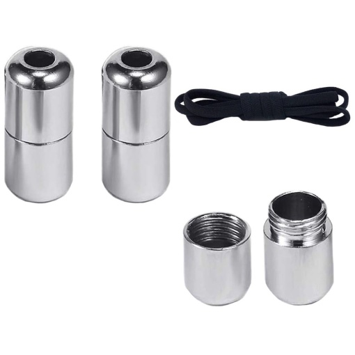 Set 2 Sireturi Elastice cu sistem NO TOUCH cu Capsula Metalica EBA, Rotunde, Negru - Img 3