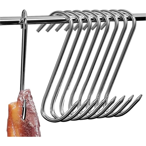 Set 30 carlige pentru macelarie sau afumatoare carne EBA, Tip S, 15 cm, Capacitate maxima 15 kg - Img 2