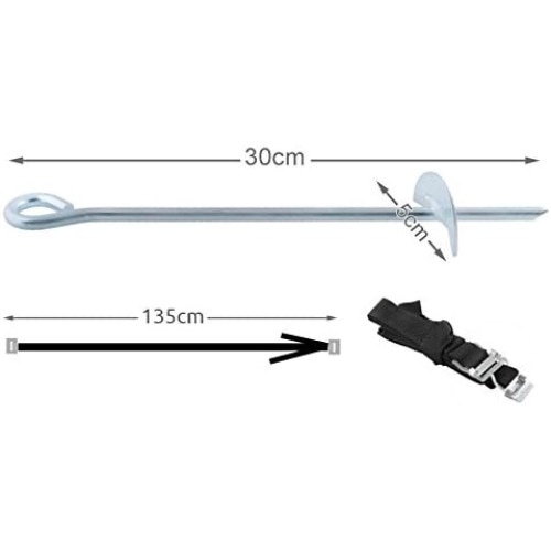 Set 4 Ancore metalice stabilizare trambulina EBA, lungime 30 cm, 4 curele cu 4 catarame incluse - Img 4