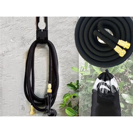 Set Furtun extensibil gradina 15 m anti rasucire EBA, Pistol pentru stropit, 7 functii, din material plastic - Img 3