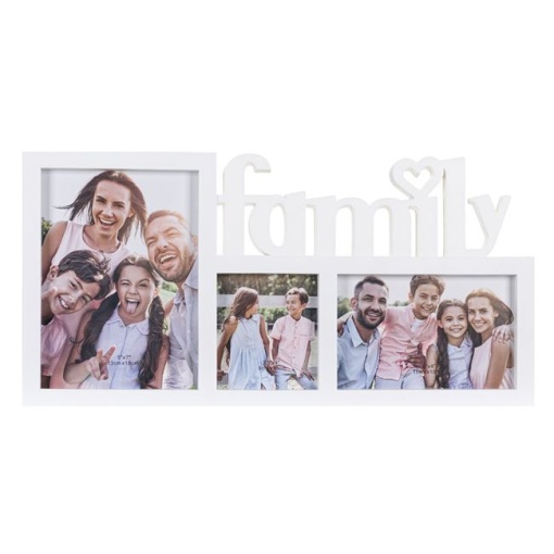 Suport foto decorativ triplu, 3D, FAMILY, EBA, dimensiuni 40 x 20 cm, Alb - Img 2