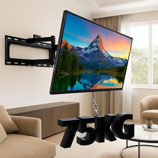 Suport TV de Perete, EBA, Heavy Duty, Otel, Inclinare + Rotire, 42-100", Negru - Img 3