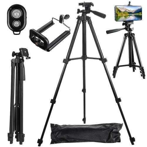 Trepied Telescopic 4 in 1 Telefon/ Camera Foto EBA, Telecomanda Bluetooth, Universal, Varf Rotativ la 360 grade, Negru - Img 2