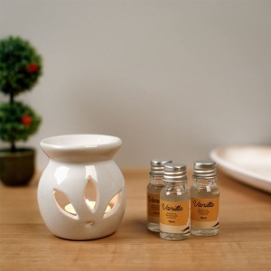 Set baza ceramica cu 3 uleiuri parfumate, miros Vanilie, EBA
