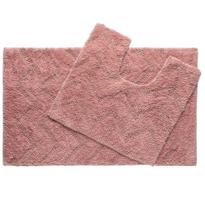 Set covorase de baie cu design in relief, EBA, Roz, 2 buc