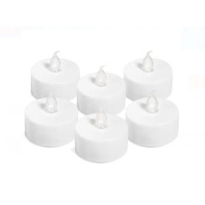 Set de 6 lumanari albe, iluminare LED, dimesiune 5 x 5 cm, EBA