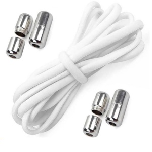 Set Sireturi Elastice cu sistem NO TOUCH cu Capsula Metalica EBA, Rotunde, Alb