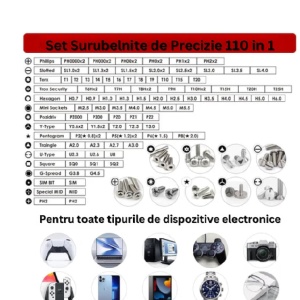 Set Surubelnite de Precizie EBA, 110 in 1, Material Crom Vanadiu, cu Magnetizor, Carcasa cu Doua Fete