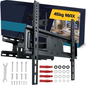 Suport TV Reglabil si Extensibil 23-60 Inch, VESA 400x400, Rotire 120°, Inclinare Reglabila, Otel Ranforsat 45 kg, Montaj Perete cu Accesorii si Nivela Incluse