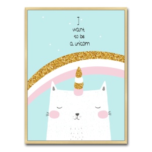 Tablou canvas pentru copii Unicorn, panza, cu rama, dimensiuni 40 x 30 cm, EBA
