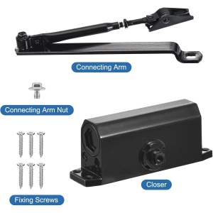 Amortizor cu brat pentru Usi EBA, Metal, Universal, 40-60 kg, Negru