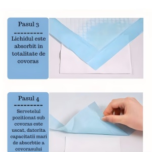Covorase igienice absorbante pentru animale EBA, margini sigilate, dimensiune 60 x 60 cm, 100 buc + 2 role saci menajeri