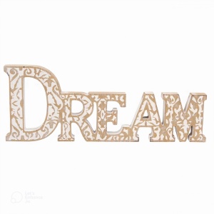 Decoratiune de raft DREAM in relief, lemn, dimensiuni 33.5 x 12.5 x 2 cm, EBA