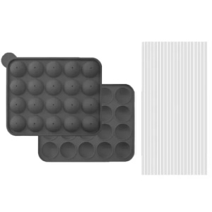 Forma Cake Pops si Bomboane de Ciocolata EBA, 20 de Bile de 4 cm, Silicon Non Toxic, 22.5 x 18.5 x 4 cm, Gri
