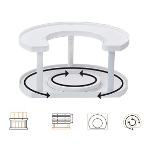 Organizator rotativ pentru condimente EBA, ajustabil pe 2 nivele, economisire spatiu, 32 x 20 cm, Alb