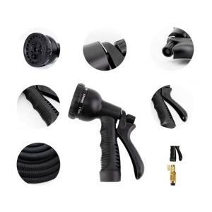 Set Furtun extensibil gradina 30 m anti rasucire EBA, Pistol pentru stropit, 7 functii, din material plastic