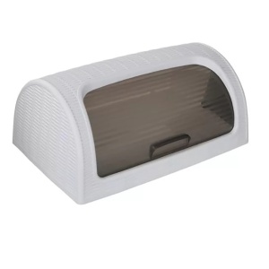 Cutie pentru paine EBA, model ratan cu usa glisanta, Plastic, dimensiuni 42 x 26 x 19 cm, Alb