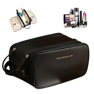 Geanta de Calatorie pentru Cosmetice EBA, Portabila, 3 Compartimente, 25 x 18 x 9 cm, Multifunctionala, Pliabila, Negru