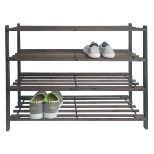 Organizator incaltaminte EBA, cu 4 rafturi, culoare maro inchis, dimensiuni 65.5 x 26 x 66 cm