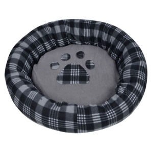 Patut tip perna rotunda pentru caini si pisici, model cu labuta, relaxant si pufos, diametru 60 cm, EBA