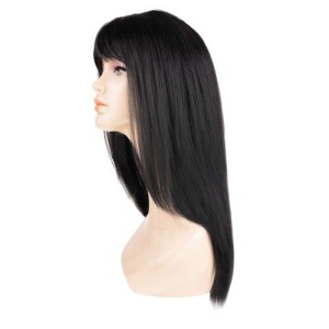 Peruca din par sintetic pentru femei EBA, Par lung cu breton, 67 cm, Negru