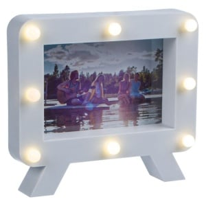 Rama foto decorativa 3D, EBA, Alba, 8 LED-uri, dimensiuni 10 x 15 cm