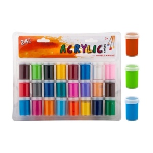 Set 24 culori acrilice Multicolor EBA, pentru pictura si desen, 20 ml