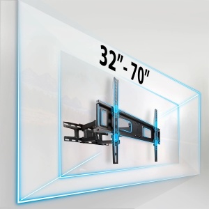 Suport TV de perete EBA, Pivotant, Universal, Diagonala 32"- 70" (80-178 cm), Max 45 kg, Vesa 50 x 50-600 x 400, Negru