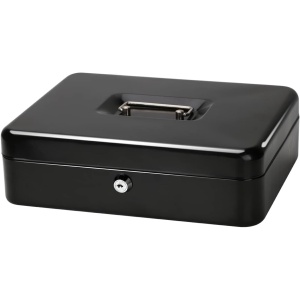 Cutie de Bani cu 2 Chei si Compartimente pentru Monede si Bancnote cu Tavita Detasabila EBA, 30 x 24 x 9cm, Negru