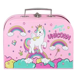 Geanta din carton roz cu imagine Unicorn roz, Rainbow pentru fete, EBA