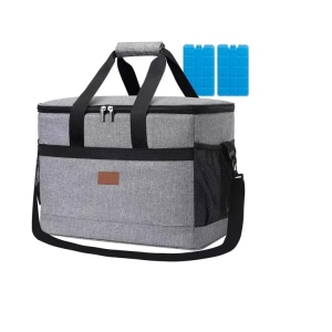 Geanta termo-izolanta High Quality pentru picnic EBA, 20 L, 2 pastile racire, Impermeabila, Spuma EVA, 37 x 24 x 24.5 cm, Gri