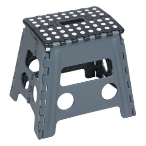 Scaun Pliabil Tip Taburet EBA, antiderapant, prevazut cu maner, negru, inaltime 39 cm, sarcina maxima 100 kg
