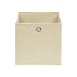 Set 10 cutii de depozitare material textil, EBA, Cerc Metalic, dimensiuni 20 x 20 x 20 cm, Bej
