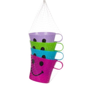 Set 4 Pahare de apa din plastic cu maner Smile Design EBA, 350 ml